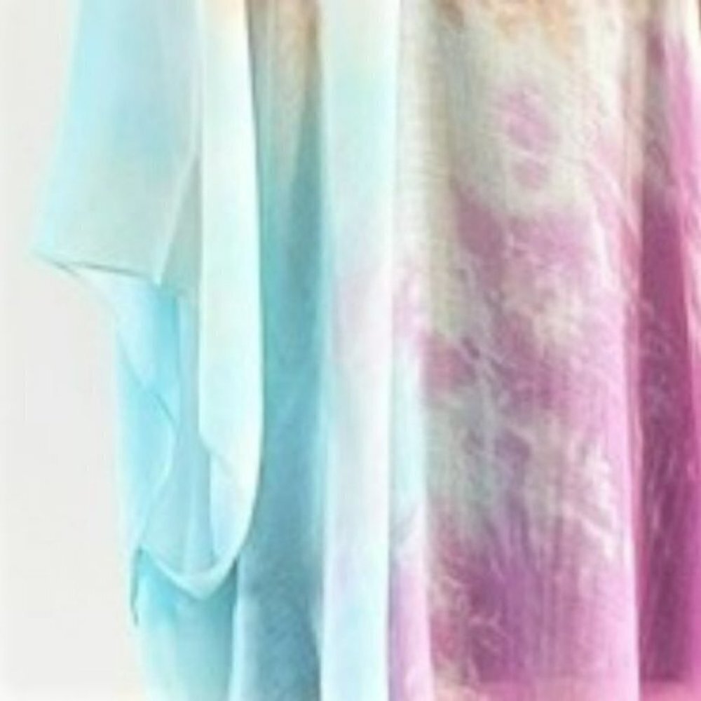 NWT LULLA COLLECTION BY BINDYA Rainbow Multi Tie Dye Kimono Top Swim Cover Up - Picture 5 of 8